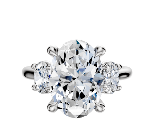 Platinum 3-Stone Oval Side Stones 0.25TCW Engagement Ring