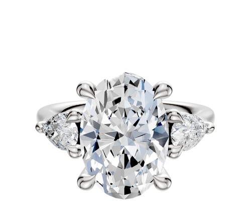Platinum 3-Stone Pear Side Stones 0.25TCW Engagement Ring