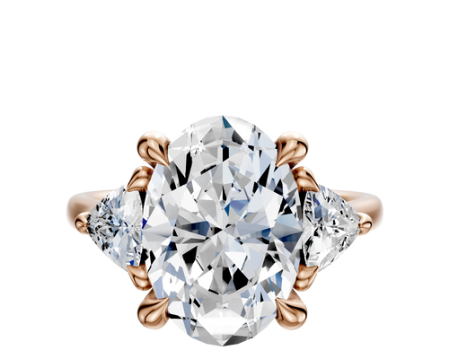 14K Rose Gold 3-Stone Trillion Side Stones 0.25TCW Engagement Ring