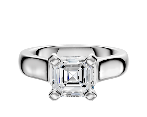 18K White Gold 4 Prong Cathedral Dome 4.0mm Engagement Ring