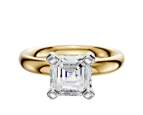 18K Two Tone 4 Prong Classic Dome 3.0mm Engagement Ring