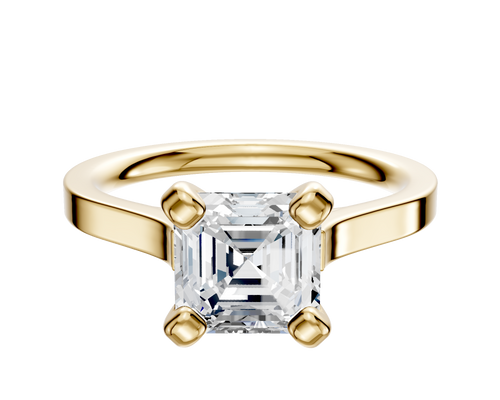 14K Yellow Gold 4 Prong Cathedral Flat 2.0mm Engagement Ring