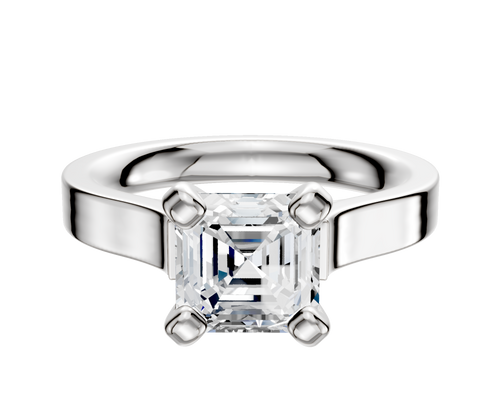 18K White Gold 4 Prong Cathedral Flat 3.0mm Engagement Ring