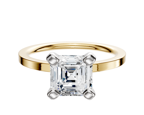 18K Two Tone 4 Prong Classic Flat 1.5mm Engagement Ring