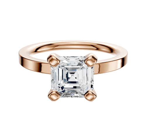 18K Rose Gold 4 Prong Classic Flat 2.0mm Engagement Ring
