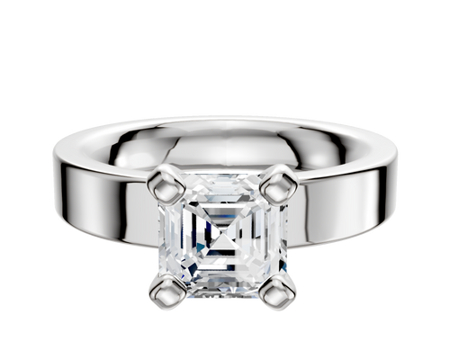 14K White Gold 4 Prong Classic Flat 4.0mm Engagement Ring