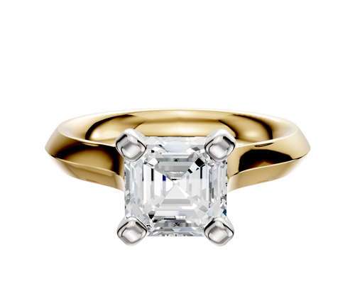 14K Two Tone 4 Prong Cathedral Knife Edge 3.0mm Engagement Ring