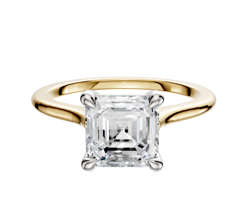 14K Two Tone 4 Prong Basket Cathedral Dome 1.5mm Engagement Ring