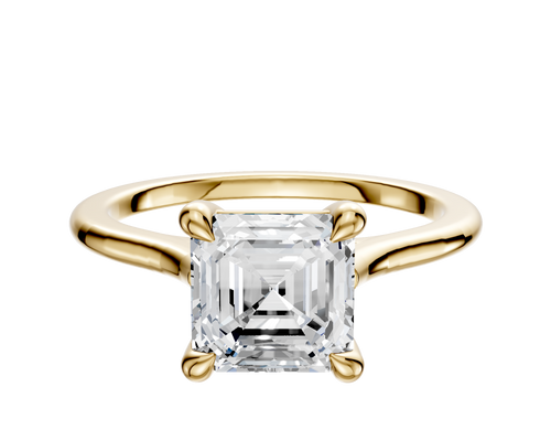 18K Yellow Gold 4 Prong Basket Cathedral Dome 1.5mm Engagement Ring