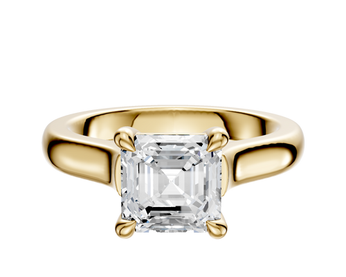 18K Yellow Gold 4 Prong Basket Cathedral Dome 3.0mm Engagement Ring