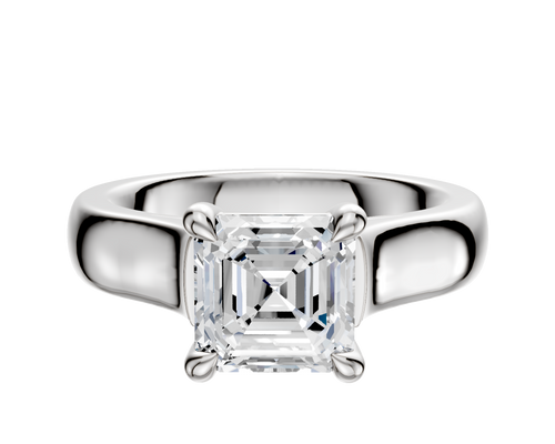 18K White Gold 4 Prong Basket Cathedral Dome 4.0mm Engagement Ring