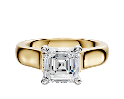 18K Two Tone 4 Prong Basket Cathedral Dome 4.0mm Engagement Ring