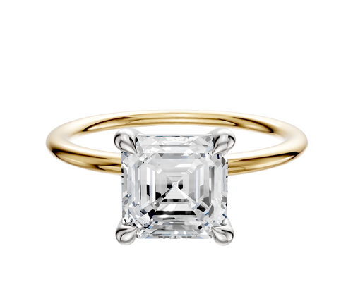 14K Two Tone 4 Prong Basket Classic Dome 1.5mm Engagement Ring