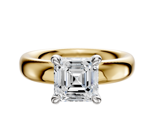 14K Two Tone 4 Prong Basket Classic Dome 4.0mm Engagement Ring