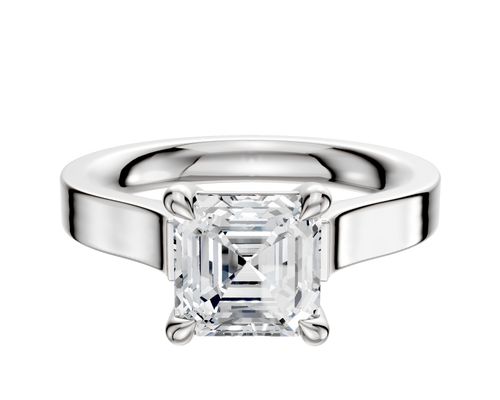 18K White Gold 4 Prong Basket Cathedral Flat 3.0mm Engagement Ring
