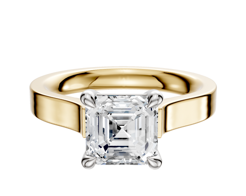 14K Two Tone 4 Prong Basket Cathedral Flat 3.0mm Engagement Ring