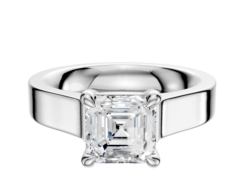18K White Gold 4 Prong Basket Cathedral Flat 4.0mm Engagement Ring