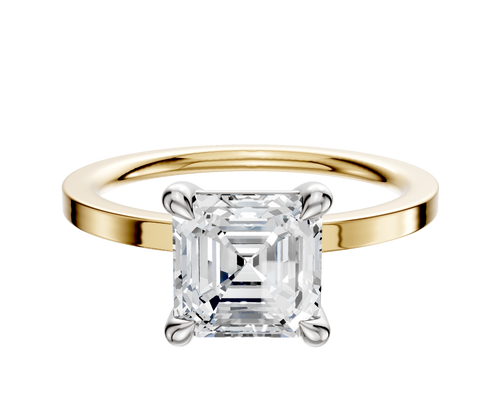 18K Two Tone 4 Prong Basket Classic Flat 1.5mm Engagement Ring