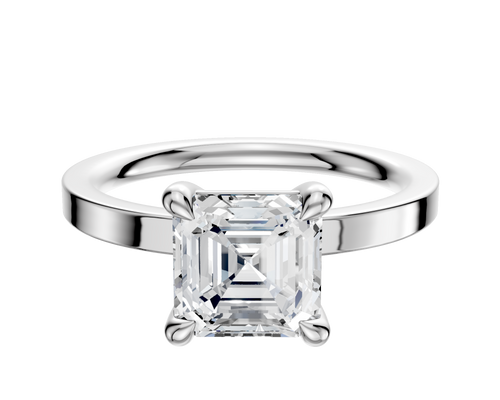 18K White Gold 4 Prong Basket Classic Flat 2.0mm Engagement Ring