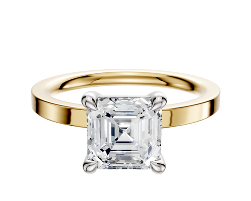 14K Two Tone 4 Prong Basket Classic Flat 2.0mm Engagement Ring