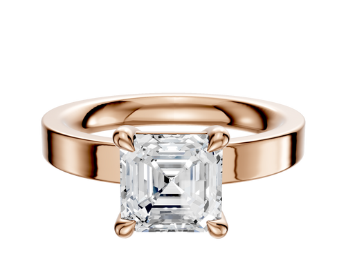 18K Rose Gold 4 Prong Basket Classic Flat 3.0mm Engagement Ring