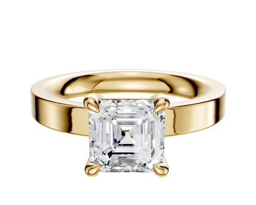 14K Yellow Gold 4 Prong Basket Classic Flat 3.0mm Engagement Ring