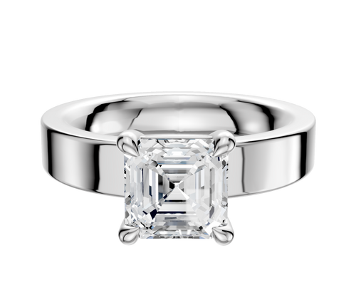 18K White Gold 4 Prong Basket Classic Flat 4.0mm Engagement Ring