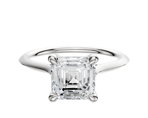 14K White Gold 4 Prong Basket Cathedral Knife Edge 1.5mm Engagement Ring