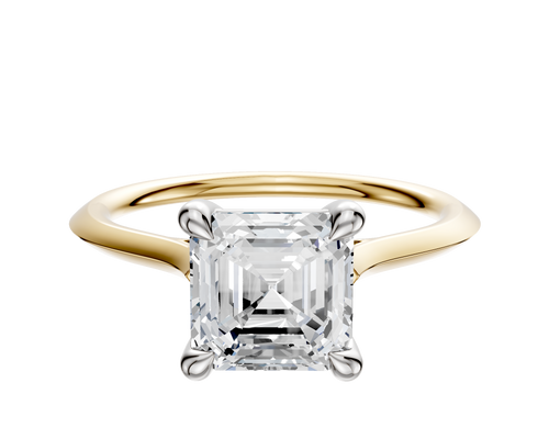 18K Two Tone 4 Prong Basket Cathedral Knife Edge 1.5mm Engagement Ring