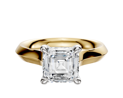 18K Two Tone 4 Prong Basket Cathedral Knife Edge 3.0mm Engagement Ring