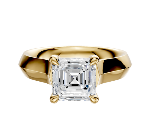 18K Yellow Gold 4 Prong Basket Cathedral Knife Edge 4.0mm Engagement Ring