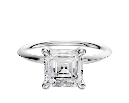 14K White Gold 4 Prong Basket Classic Knife Edge 1.5mm Engagement Ring