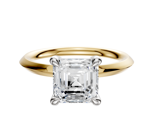 14K Two Tone 4 Prong Basket Classic Knife Edge 2.0mm Engagement Ring