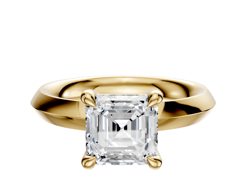 14K Yellow Gold 4 Prong Basket Classic Knife Edge 3.0mm Engagement Ring