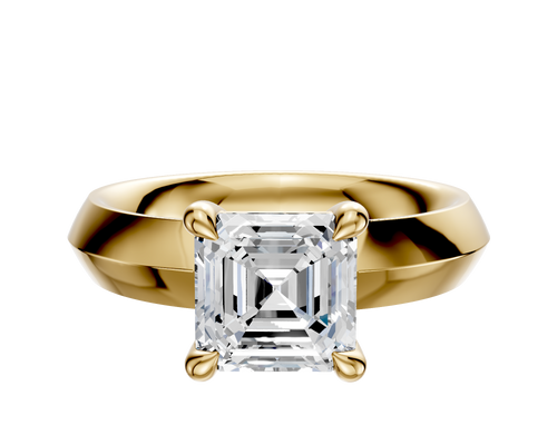 18K Yellow Gold 4 Prong Basket Classic Knife Edge 4.0mm Engagement Ring
