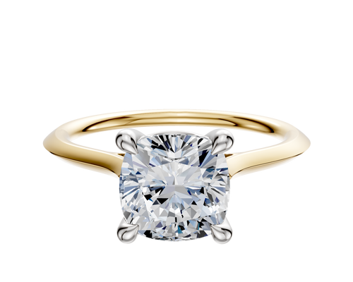 14K Two Tone 4 Prong Basket Cathedral Knife Edge 1.5mm Engagement Ring
