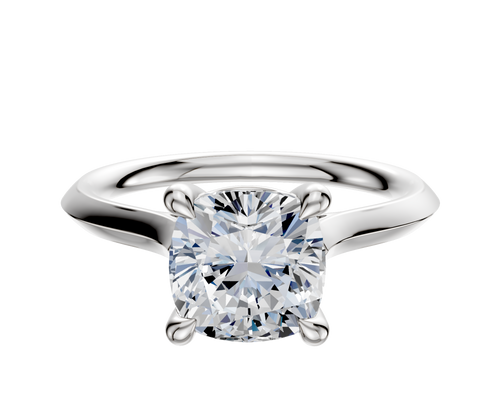 14K White Gold 4 Prong Basket Cathedral Knife Edge 2.0mm Engagement Ring
