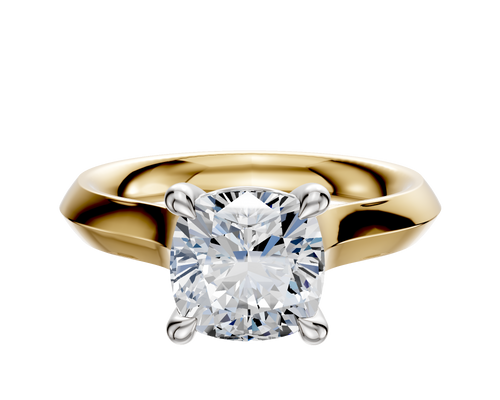 18K Two Tone 4 Prong Basket Cathedral Knife Edge 3.0mm Engagement Ring