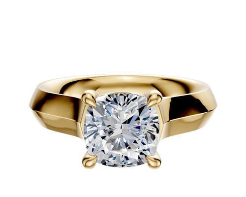 14K Yellow Gold 4 Prong Basket Cathedral Knife Edge 4.0mm Engagement Ring