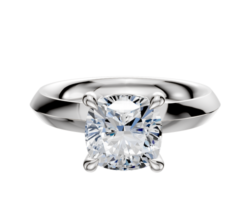 18K White Gold 4 Prong Basket Classic Knife Edge 3.0mm Engagement Ring