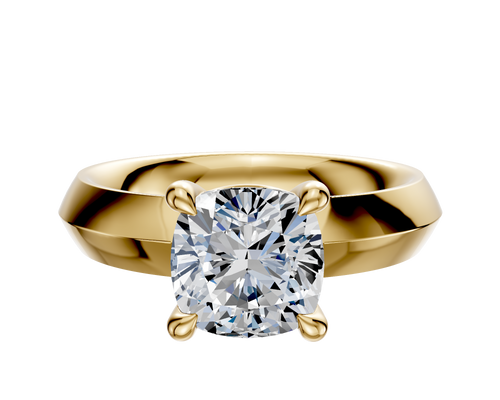 18K Yellow Gold 4 Prong Basket Classic Knife Edge 4.0mm Engagement Ring