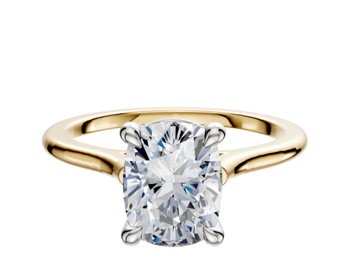 18K Two Tone 4 Prong Basket Cathedral Dome 1.5mm Engagement Ring