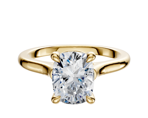 14K Yellow Gold 4 Prong Basket Cathedral Dome 2.0mm Engagement Ring