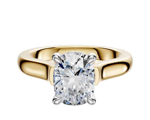 14K Two Tone 4 Prong Basket Cathedral Dome 3.0mm Engagement Ring