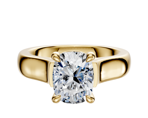 18K Yellow Gold 4 Prong Basket Cathedral Dome 4.0mm Engagement Ring