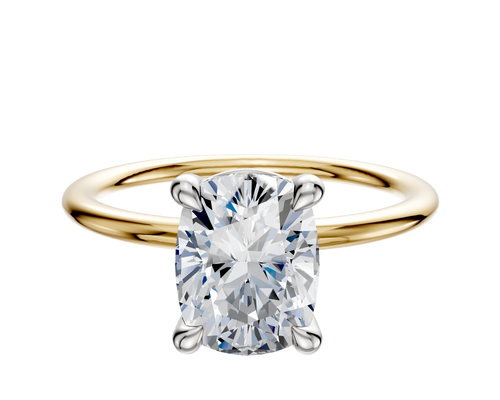 18K Two Tone 4 Prong Basket Classic Dome 1.5mm Engagement Ring