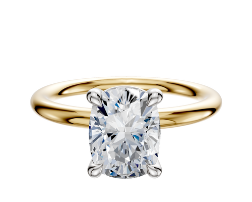18K Two Tone 4 Prong Basket Classic Dome 2.0mm Engagement Ring