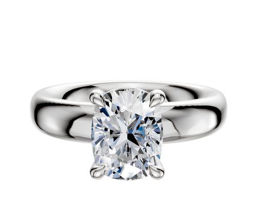 14K White Gold 4 Prong Basket Classic Dome 4.0mm Engagement Ring