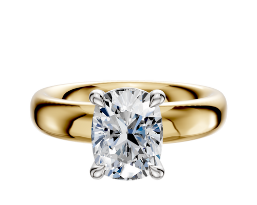 18K Two Tone 4 Prong Basket Classic Dome 4.0mm Engagement Ring