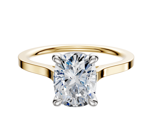 18K Two Tone 4 Prong Basket Cathedral Flat 1.5mm Engagement Ring